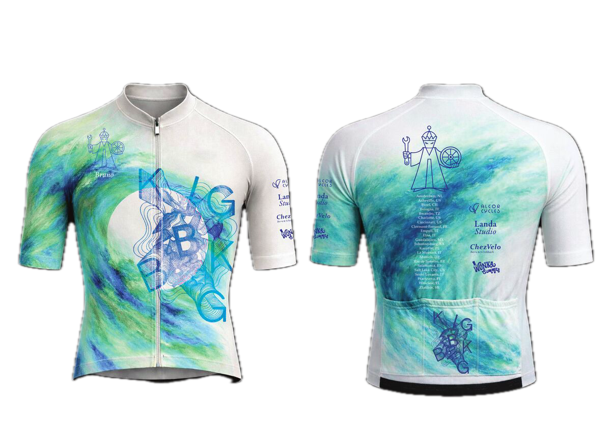 Short Sleeve — Green/Blue on White